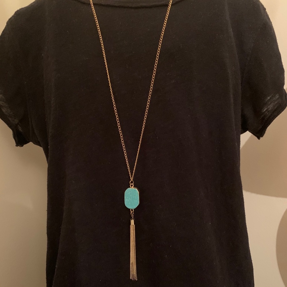 Urban Outfitters marbled stone tassel necklace
